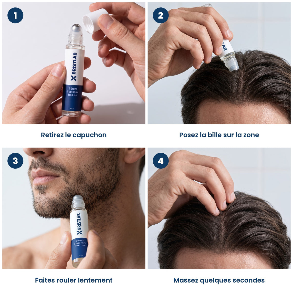 Mode d'emploi du sérum roll-on en quatre étapes